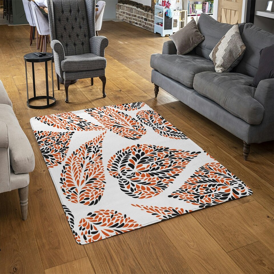 image 1 of Leaf Droplets (Rug) Orange | Large: 140x200cm