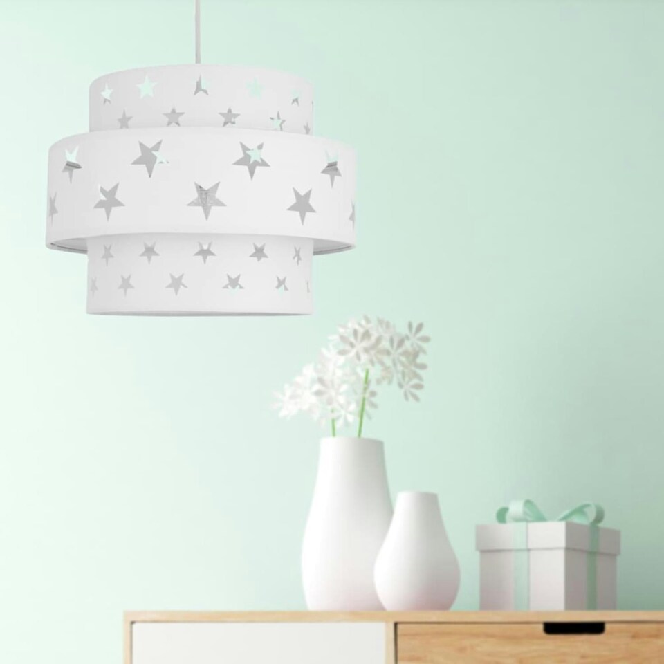 image 1 of First Choice Lighting Pair of White Star Two Tier Light Shades White