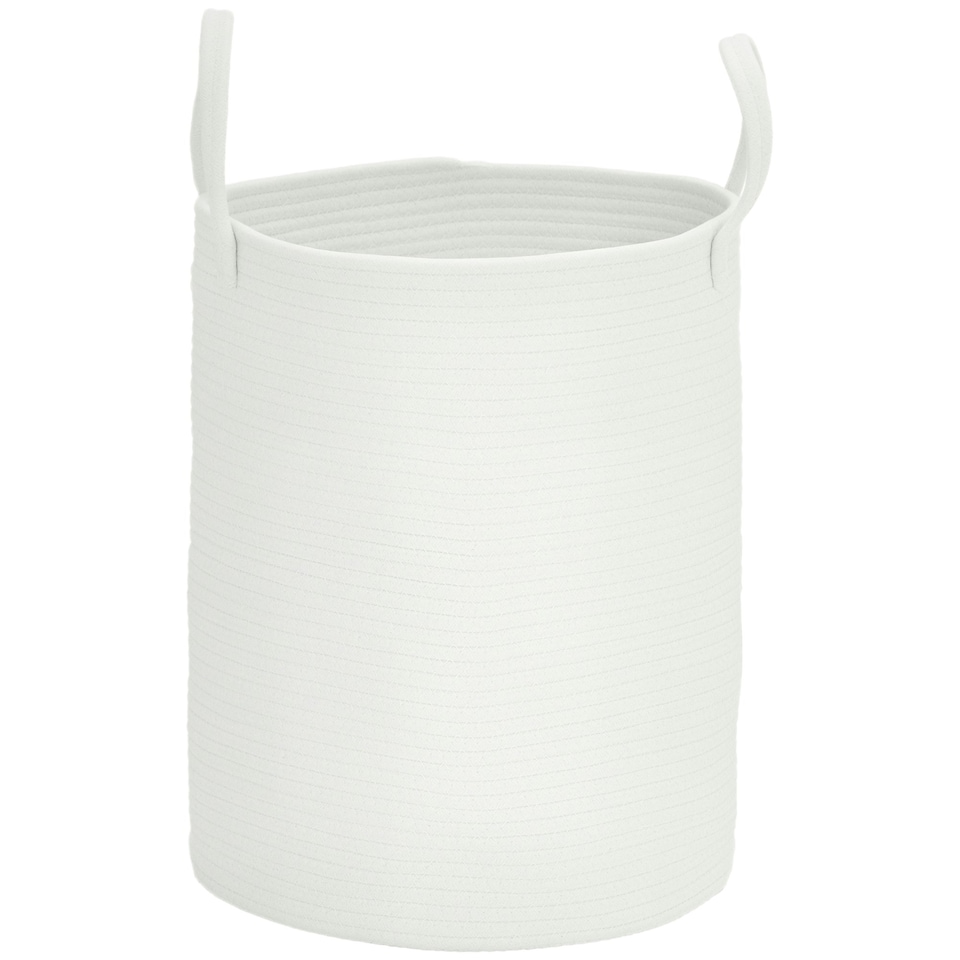 image 1 of HOMCOM 36L Cotton Rope Laundry Basket with Handles for Pillows Clothes Cream