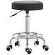 image 1 of Vinsetto Round Rolling Stool, PU Leather Height Adjustable Stool Chair with Wheels and Swivel Seat for Salon, Massage, Spa, Home Kitchen, Black