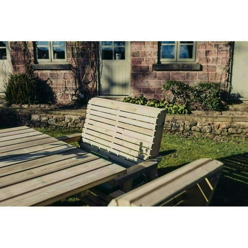 image 1 of Ergo 8 Seater Square Table - 2 Benches, 4 Chairs - L149 x W149 x H77 cm - Min. Assembly Required - Set of WP. Cushions Included