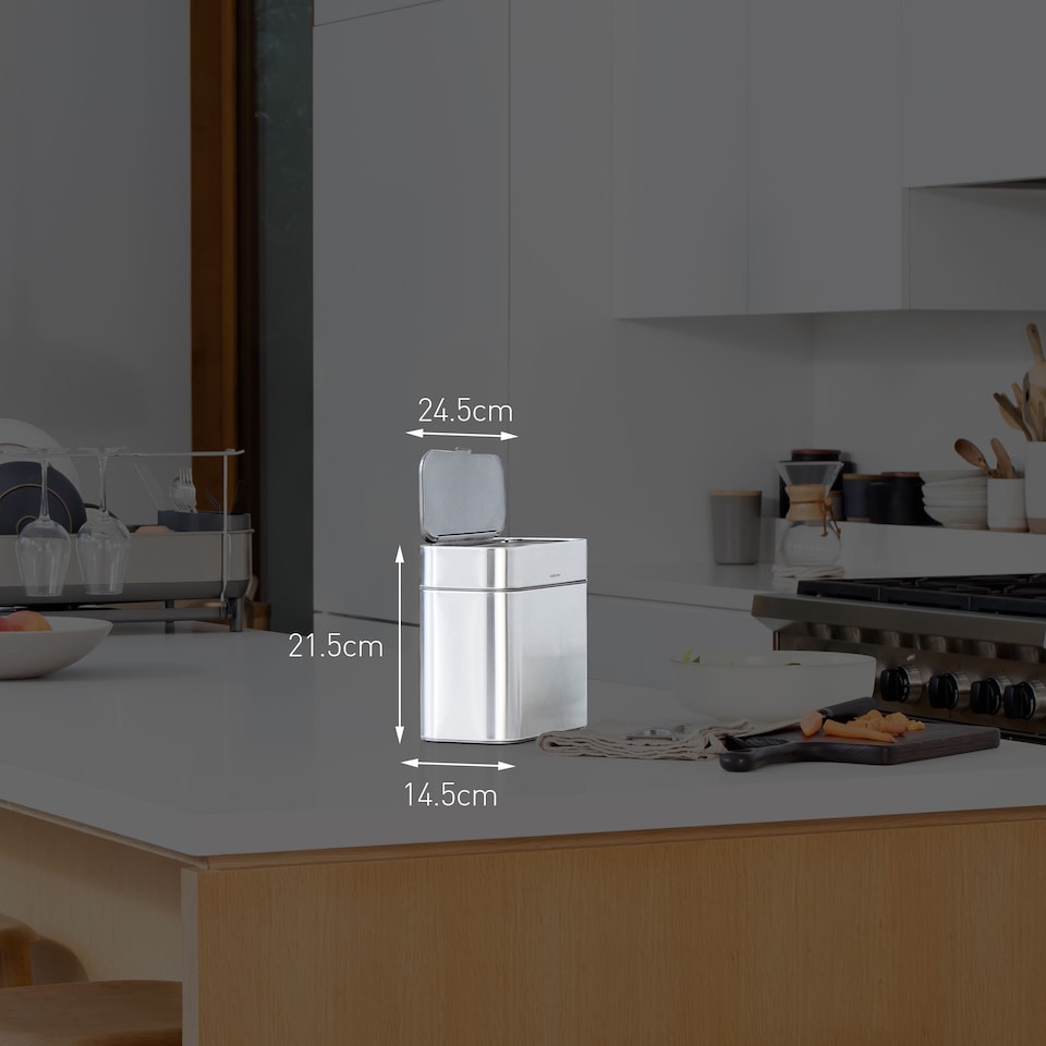 image 1 of Simplehuman 4L Compost Caddy and Food Waste Bin, Brushed Stainless Steel