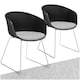 image 1 of Dining Chair Logart - plastic seat, padded, continuous arm and backrest - Set of 2 Black | Black/Chrome