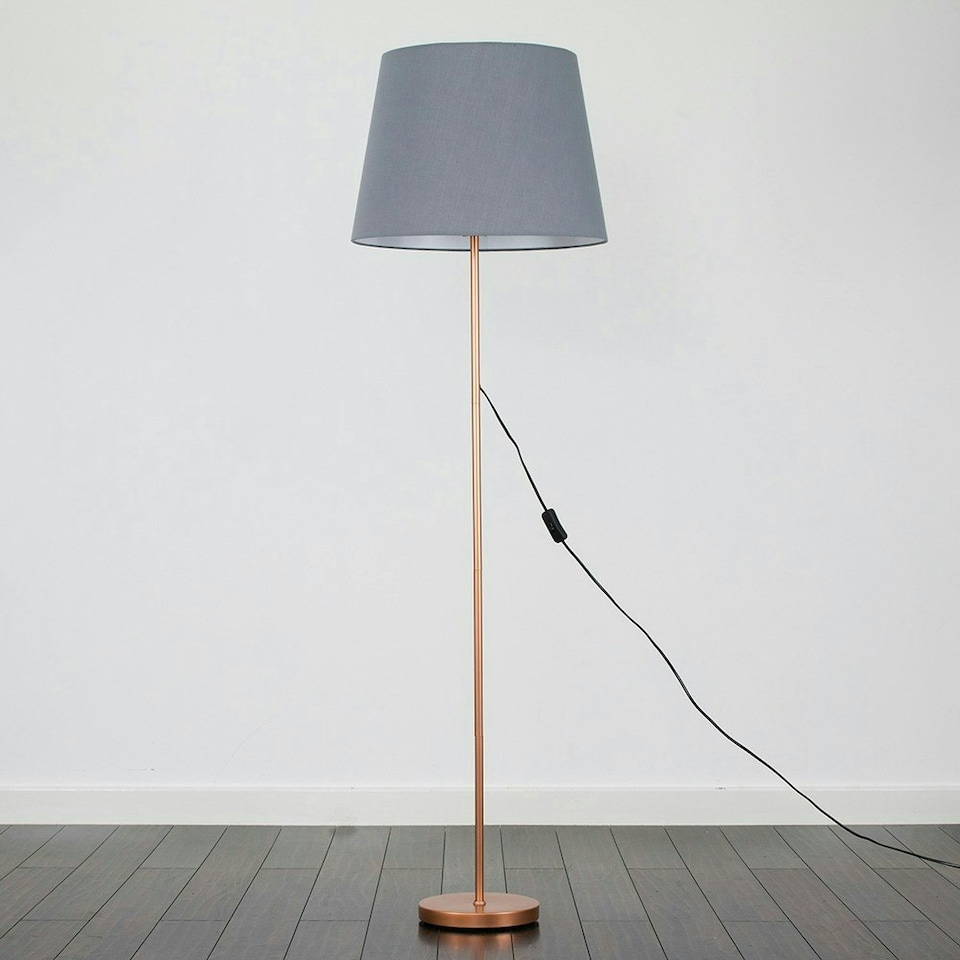 image 1 of ValueLights Modern Copper Metal Standard Floor Lamp With Grey Shade