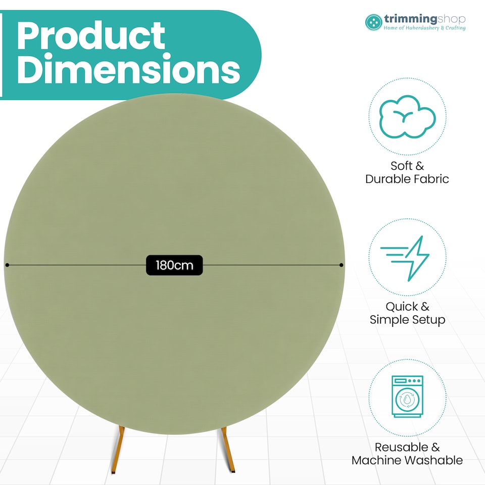image 1 of 160GSM Sage Green Round Arch Backdrop Cover - 180cm