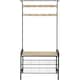 image 2 of Coat Stand - shoe rack, seat, 2 shelves and 9 coat hooks | Brown | industrial wood light, oak Sonoma | One Size | 1