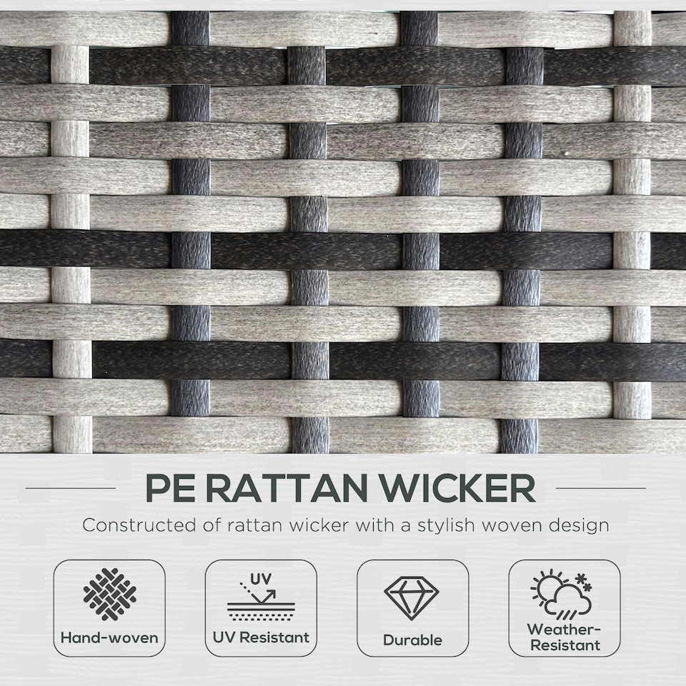 image 1 of Outsunny 5PC PE Rattan Sun Lounger, Outdoor Wicker 5-level Adjustable Recliner Sofa Bed with Storage Side Table and Footstools, for Patio, Garden, Poolside, Grey