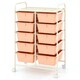image 1 of COSTWAY 10 Drawers Storage Rolling Cart w/Universal Wheel Peach