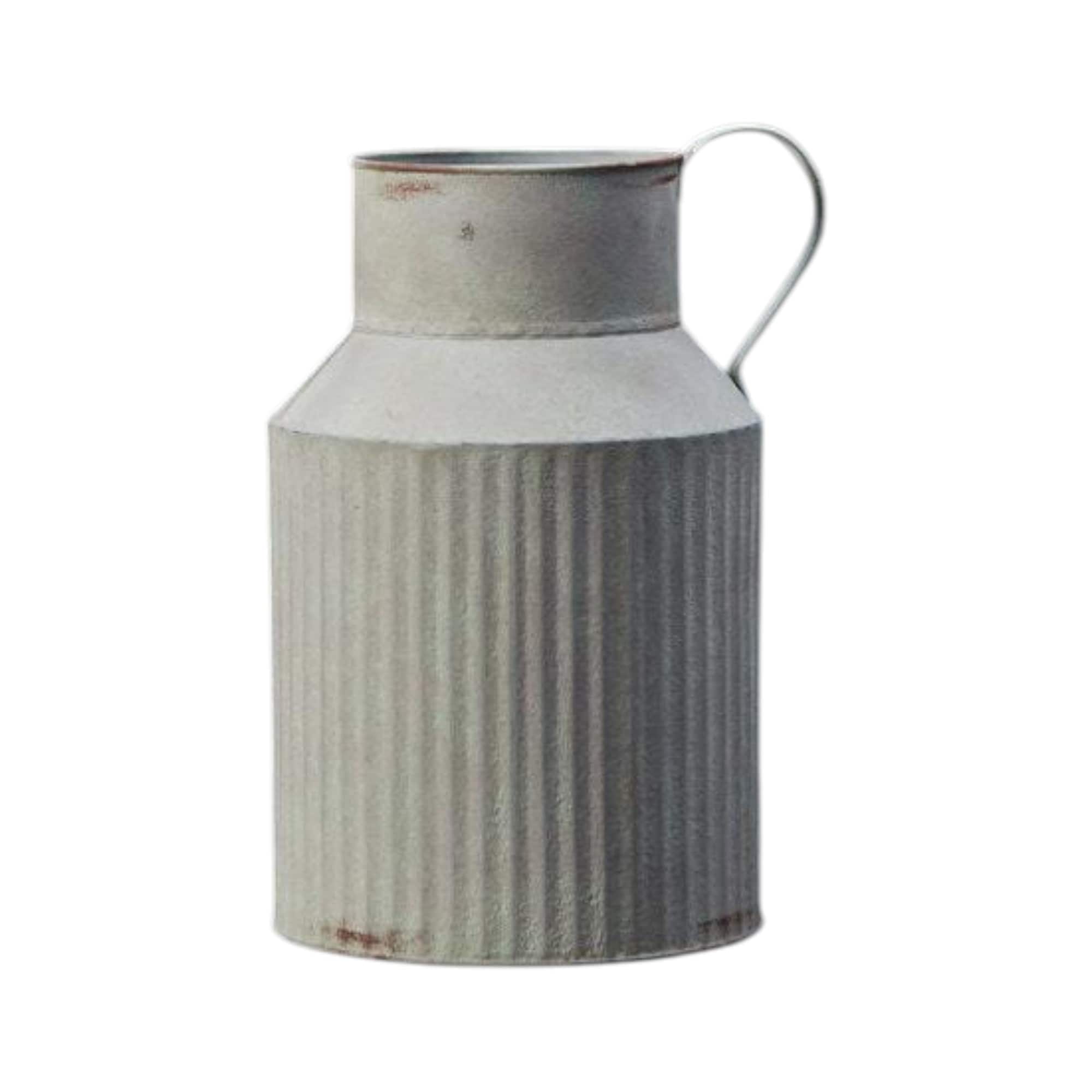 Four Candle Vintage White Ribbed Zinc Planter 26cm