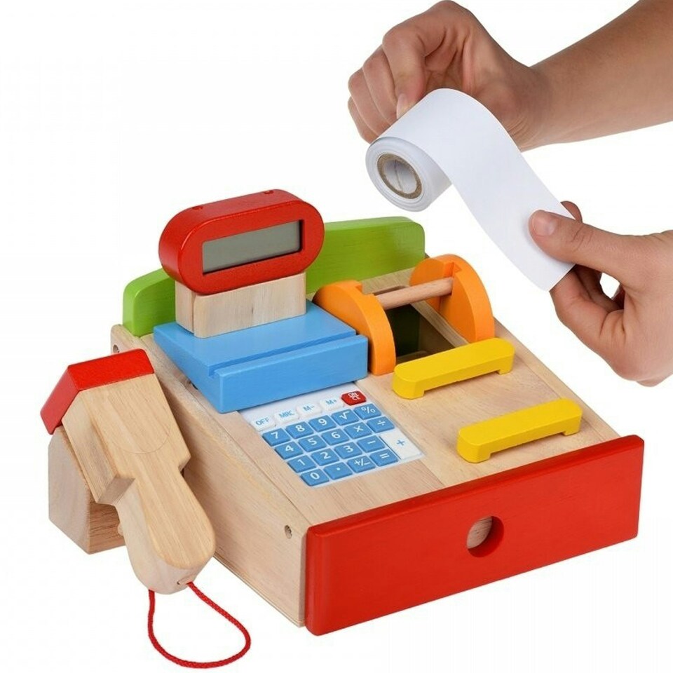 image 1 of Goki Wooden Cash Till for Grocers Store with Opening Drawer