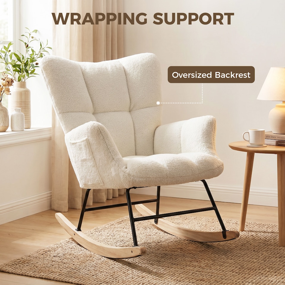image 1 of HOMCOM Tufted Rocking Chair with Side Pockets