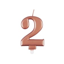 Metallic Rose Gold Number 2 Birthday Candle 9cm