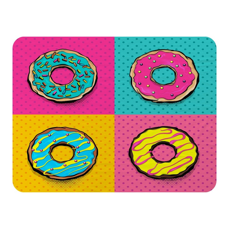 image 1 of Set doughnut sweet food, donut cartoon pop art style (Blanket)