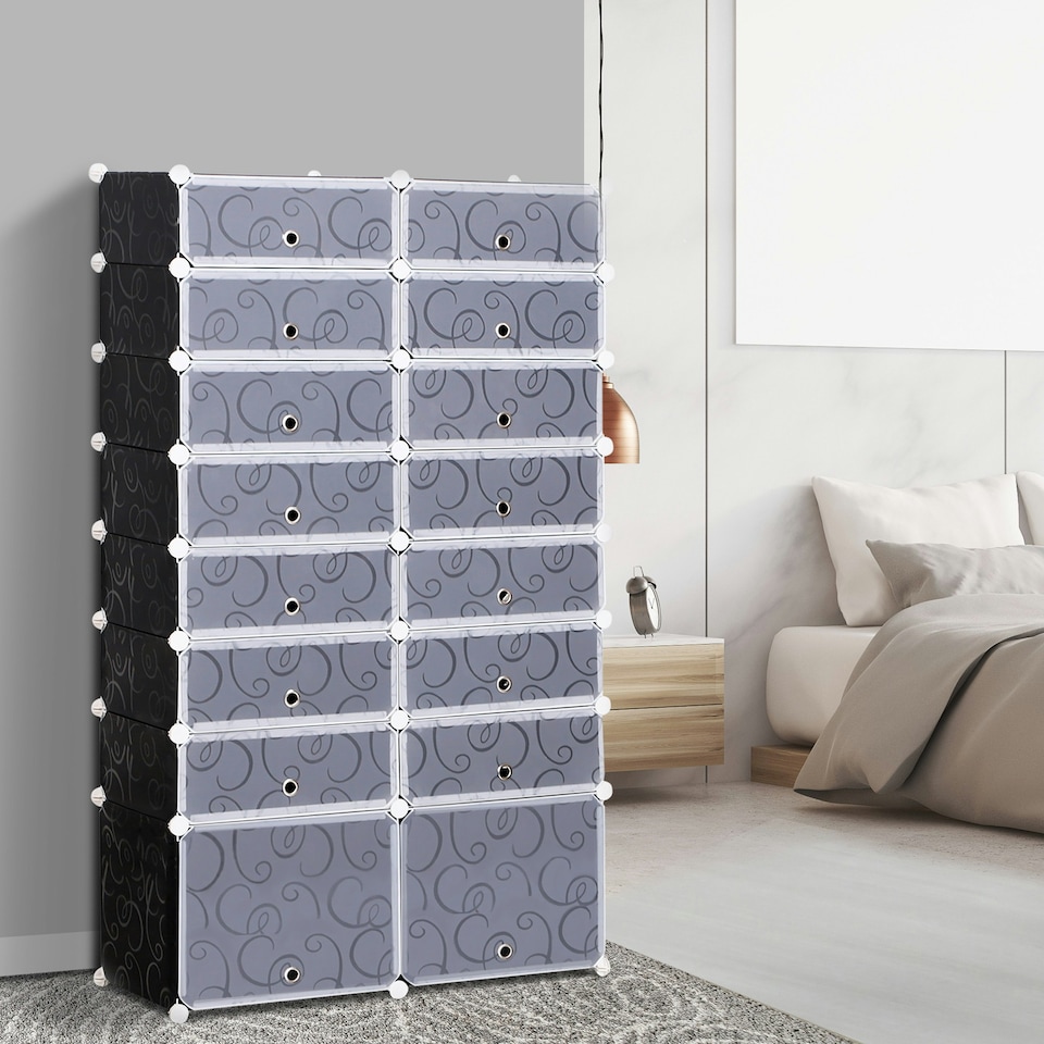 image 1 of HOMCOM Large 16-Cube DIY Shoes Rack Portable Interlocking Plastic Cabinet