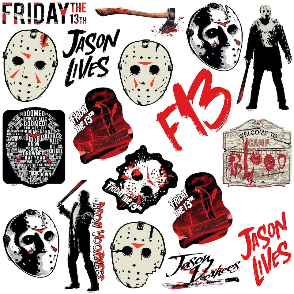image 1 of Friday The 13th Deluxe Stickers (Pack of 100) - Multicoloured - One Size