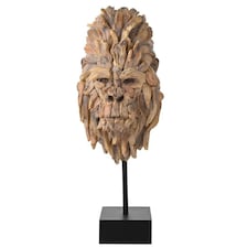 Naturecraft Resin Driftwood Collection Gorilla Head on a Stand Brown