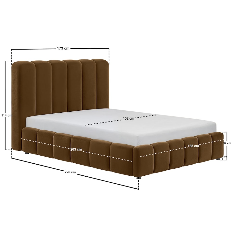 image 1 of SOLACE+CO Emilie Ribbed Ottoman Kingsize Bed Brown Velvet
