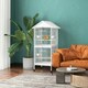 image 2 of PawHut Metal Bird Cage Feeder, for Small and Medium Bird - White