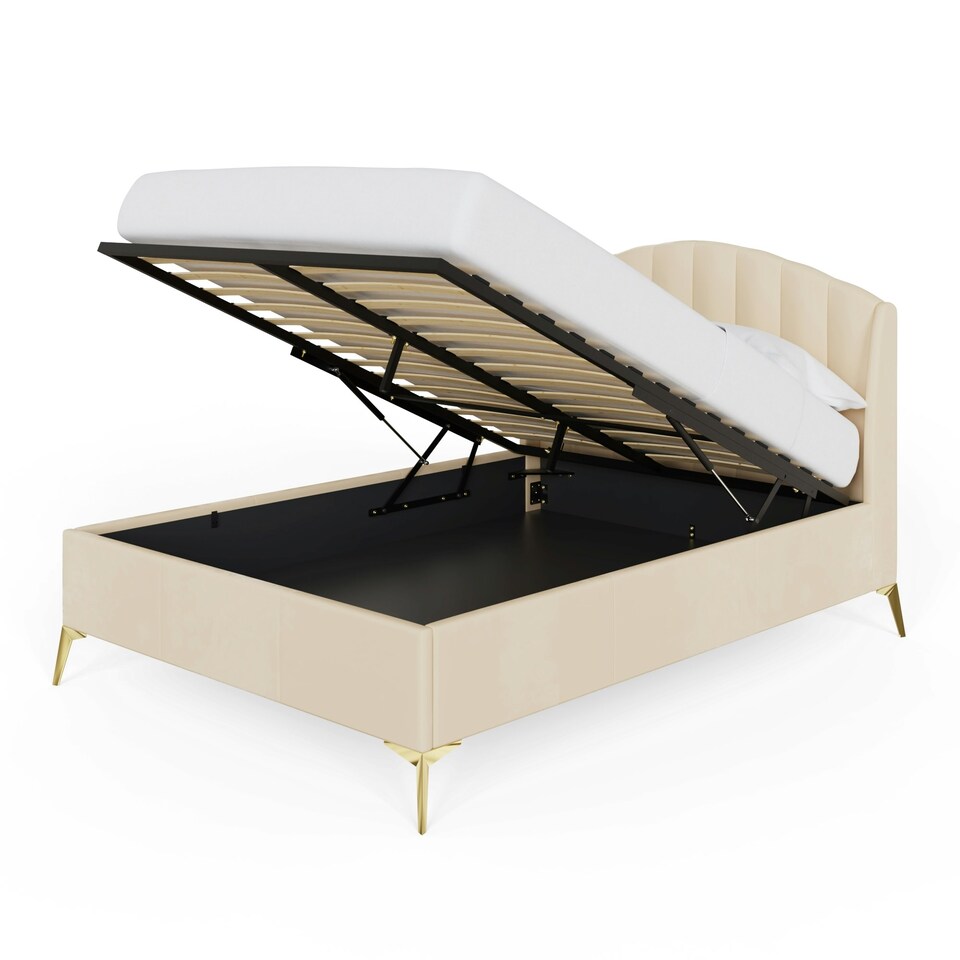 image 1 of GFW Pettine End Lift Ottoman Storage Bed 150cm King Size - Natural