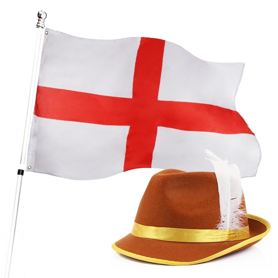 image 1 of Pack of 1 England Flag + Brown Bavarian Hat Brown | One Size