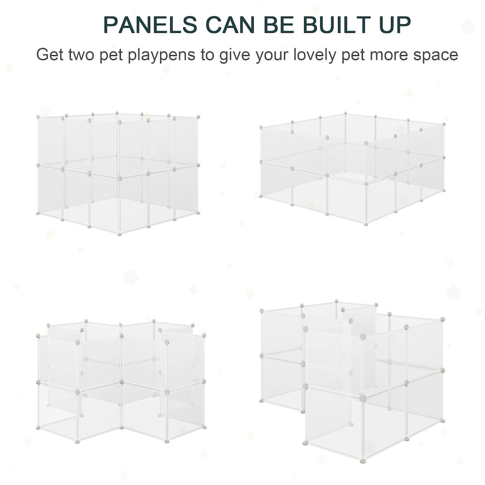 image 1 of PawHut Pet Playpen DIY Small Animal Cage 12 Panels for Hedgehog Bunny Chinchilla