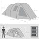 image 7 of Outsunny 3-4 Persons Tunnel Tent, Two Room Camping Tent w/ Windows, Black