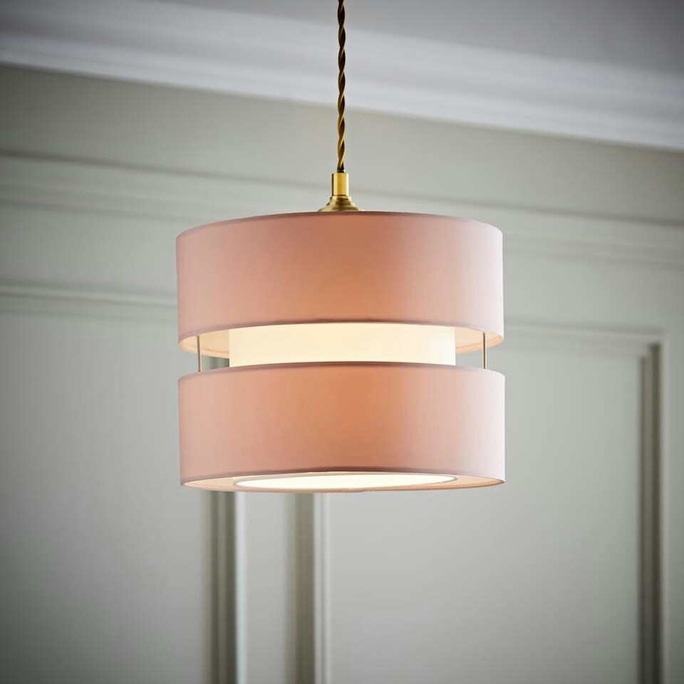image 1 of ValueLights Sophia Large Easy Fit 2 Tier Pink Lamp Shade & Bulb