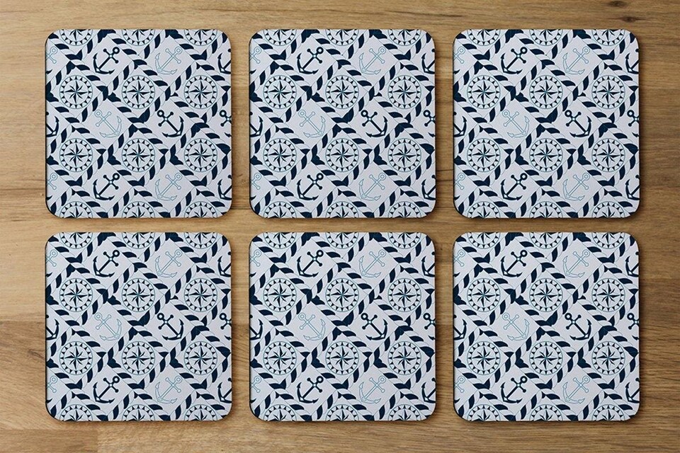 image 1 of Blue Nautical Elements (Coaster)