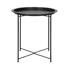Harbour Housewares Round Steel Tray Table - Matt Black