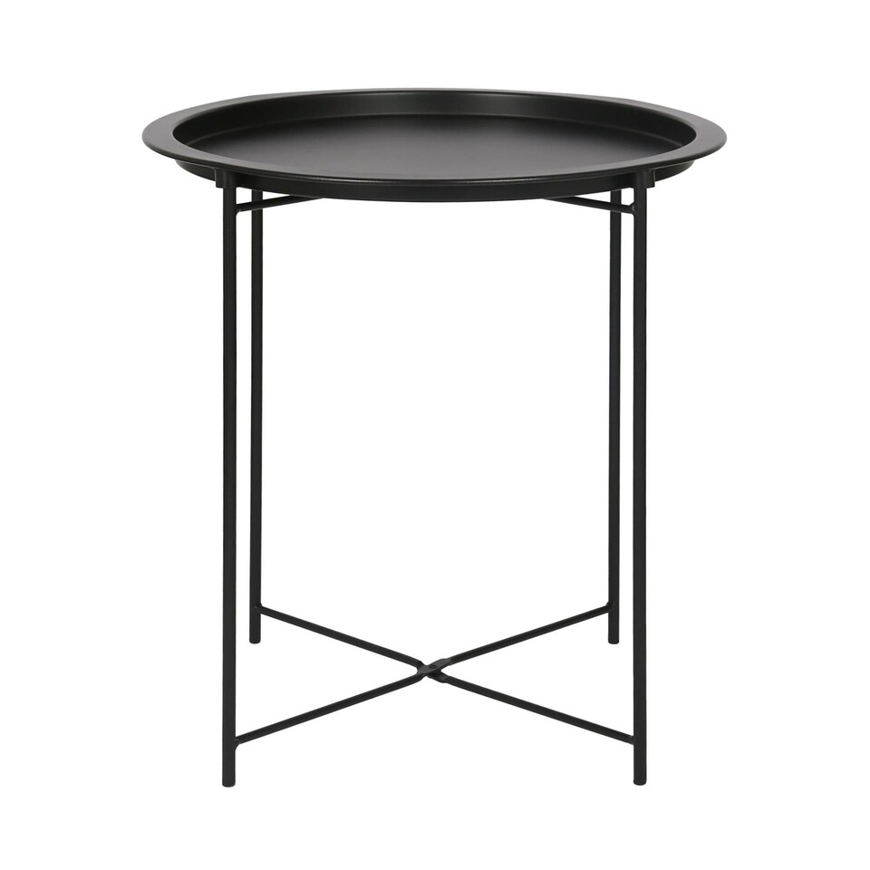 image 1 of Harbour Housewares Round Steel Tray Table - Matt Black