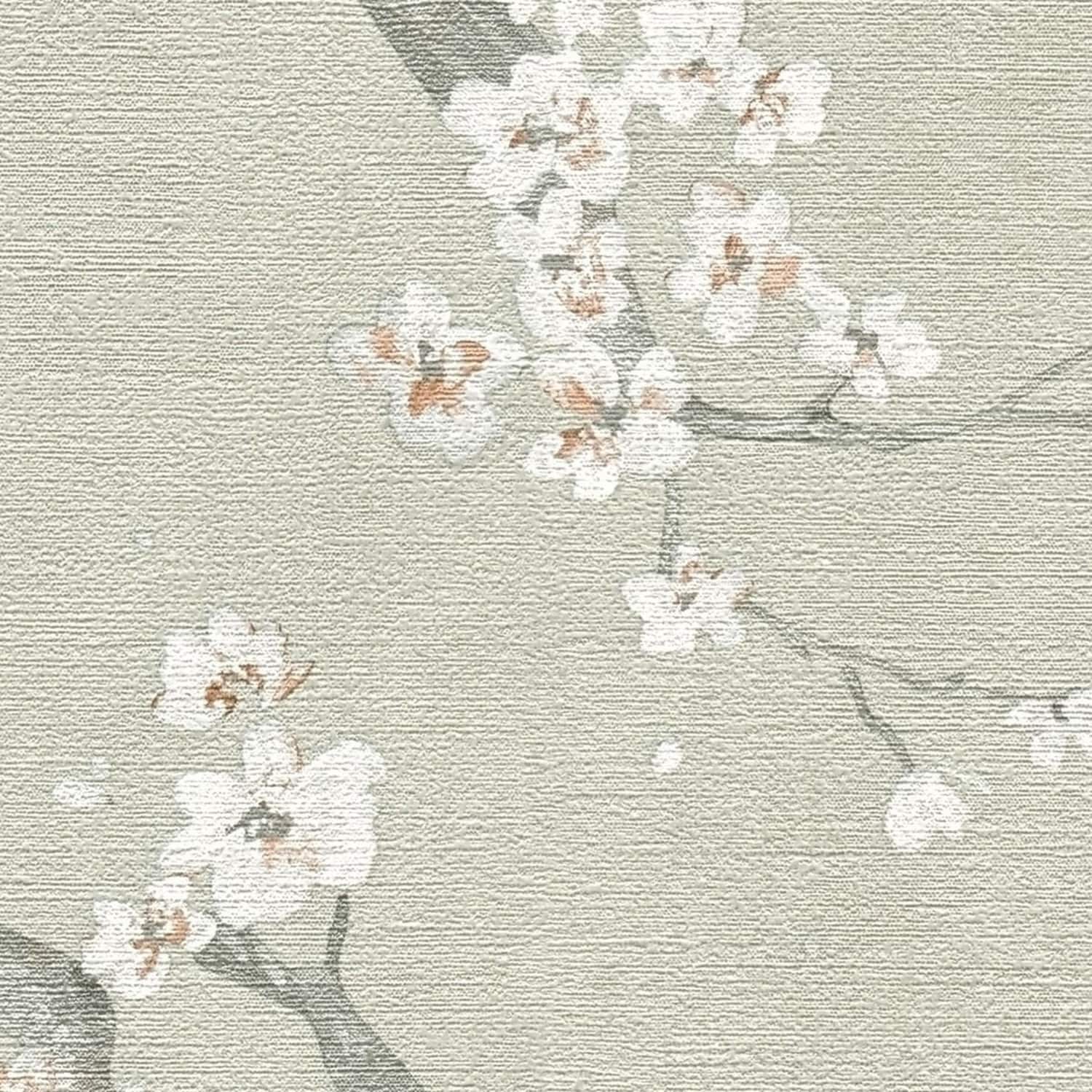 AS Creation Cherry Blossom Textured Wallpaper Green Sage Green 1