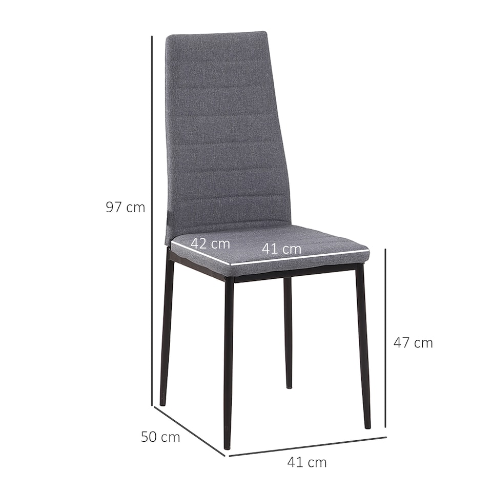 image 1 of HOMCOM Dining Chairs Upholstered Fabric Accent Chairs with Metal Legs, Set of 4