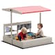 image 1 of Outsunny Kids Wooden Sandbox w Canopy, Kitchen Toys, Seat, Storage, for Outdoor