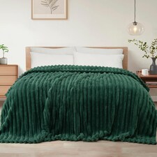 Ribbed Jacquard Fleece Bed Blanket Throw 150x200cm