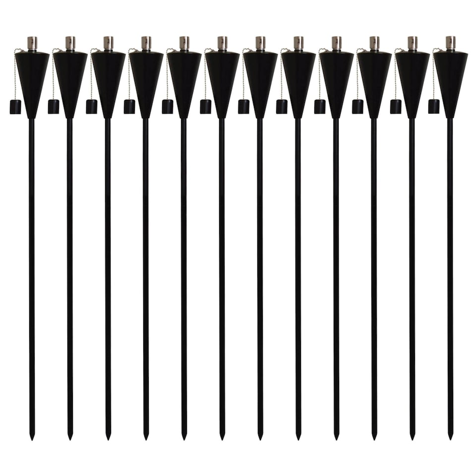 image 1 of Harbour Housewares 146cm Metal Garden Torches - Cone - Outdoor Lighting Oil Fuel Lamp Candle Flame Lantern | Black | Black | 6