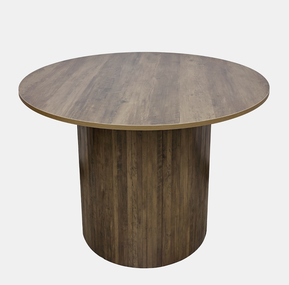image 1 of OHS Madison Ribbed Round Dining Table Wood Effect - Medium Wood