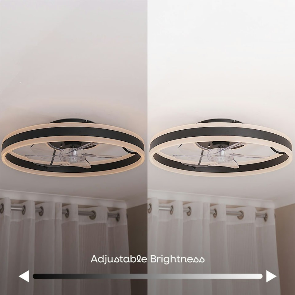 image 1 of ValueLights Infinity Black Circle Integrated LED Ceiling Fan & Remote