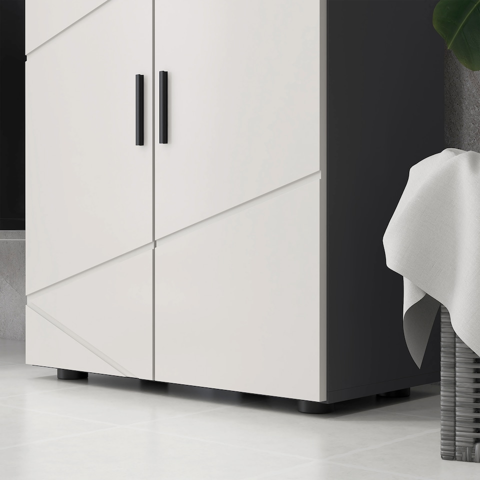 image 1 of kleankin Small Bathroom Cabinet, Bathroom Storage Cabinet with 2-Doors Cupboard, 2 Adjustable Shelves and Soft Close Mechanism, Grey