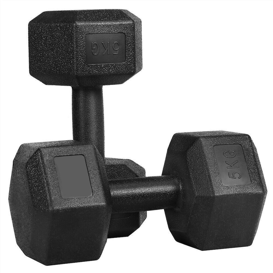 image 1 of Plastic Vinyl Hex Dumbbells - 2 x 2.5kg