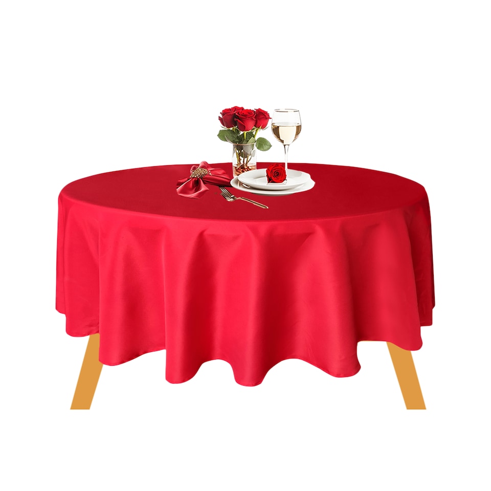 image 1 of Round Polyester Tablecloth, Premium Linen Table Cover - 70 Inch