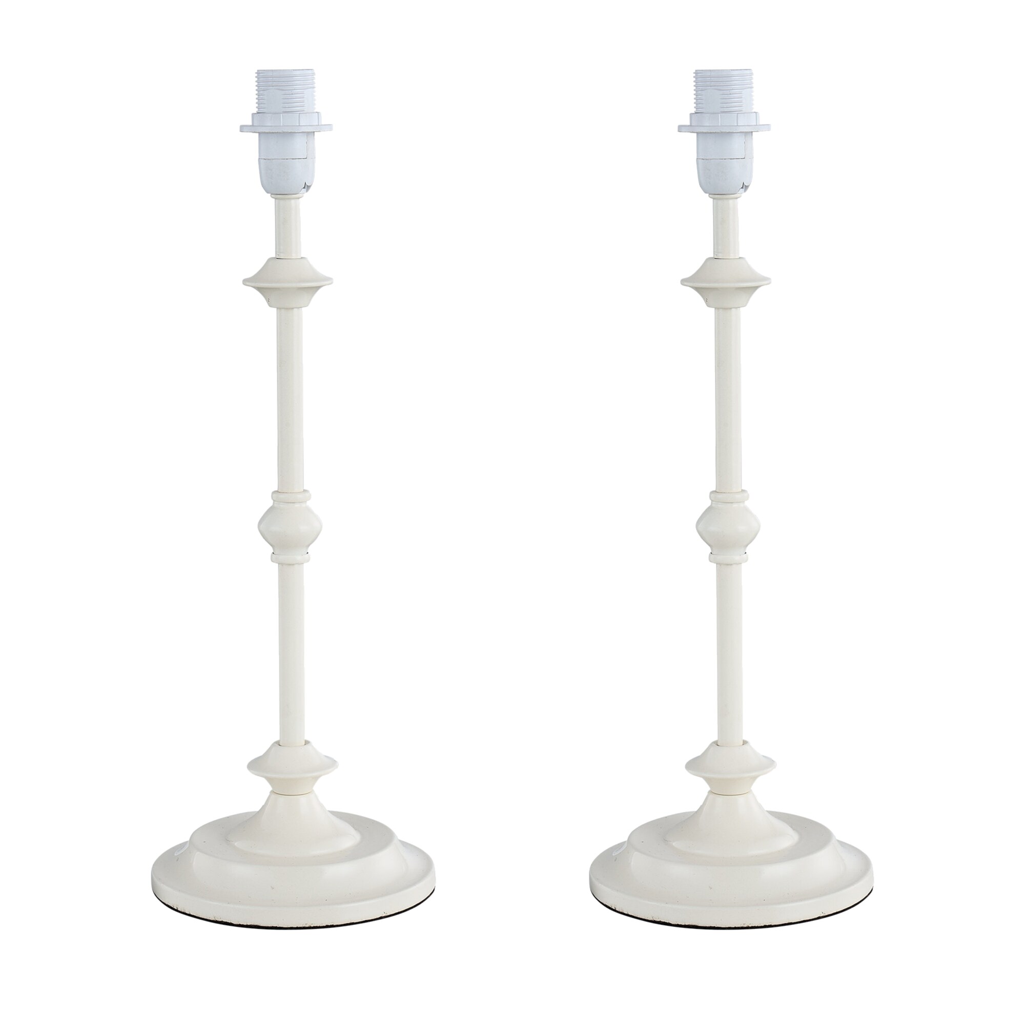 First Choice Lighting Set of 2 Lume Off-White Candlestick Table Lamps Base Only in White