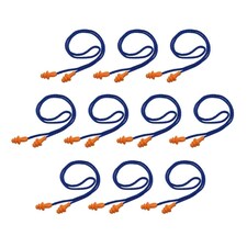 Pack of 10 Pairs Corded Reusable Ear Plugs | Silicone Noise Reduction Earplugs with Nylon Cord | Comfortable Triple Flange Hearing Protection for Work, Sleep, Study & Travel
