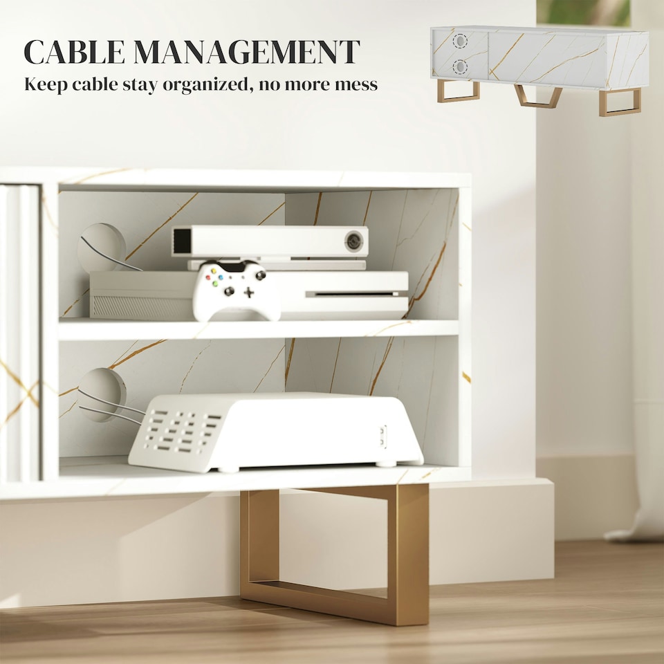image 1 of HOMCOM TV Unit, TV Stand Cabinet with Shelves and Storage Cupboard Black