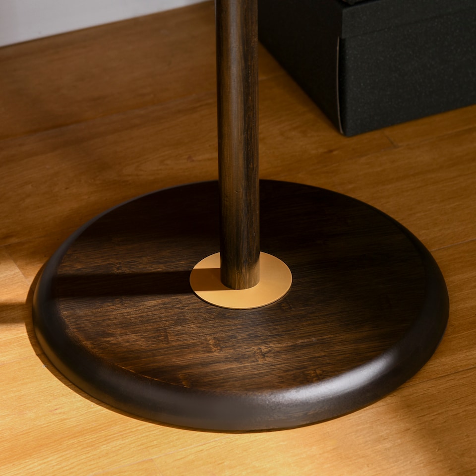 image 1 of HOMCOM Coat Rack, Freestanding Coat Stand with 6 Hooks and Bamboo Frame for Entryway, Hallway, Bedroom, Living Room, Walnut