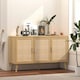 image 2 of Sideboard 3 Rattan Doors Solid Wooden Legs Cabinet Home Living Room Furniture