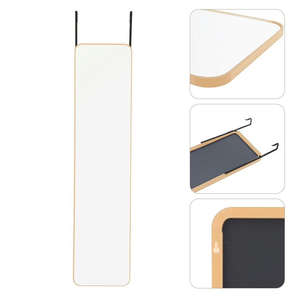 image 1 of Living and Home Full-Length Door Hanging Mirror with Rounded Corners | Yellow