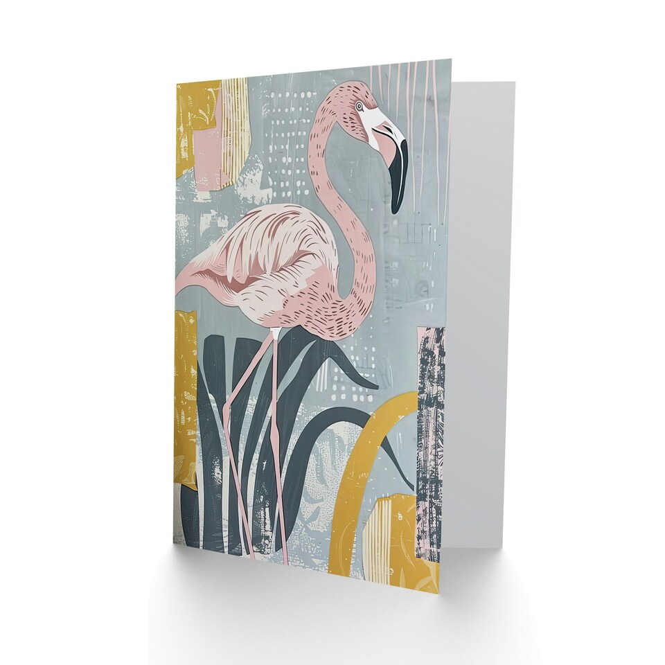 image 1 of Bird Pastel Flamingo Nature Design Woman Her Birthday Card