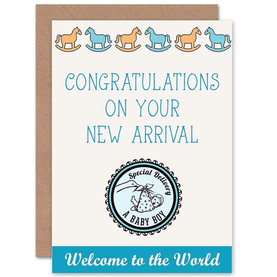 image 1 of Congratulations Welcome Boy New Baby Card