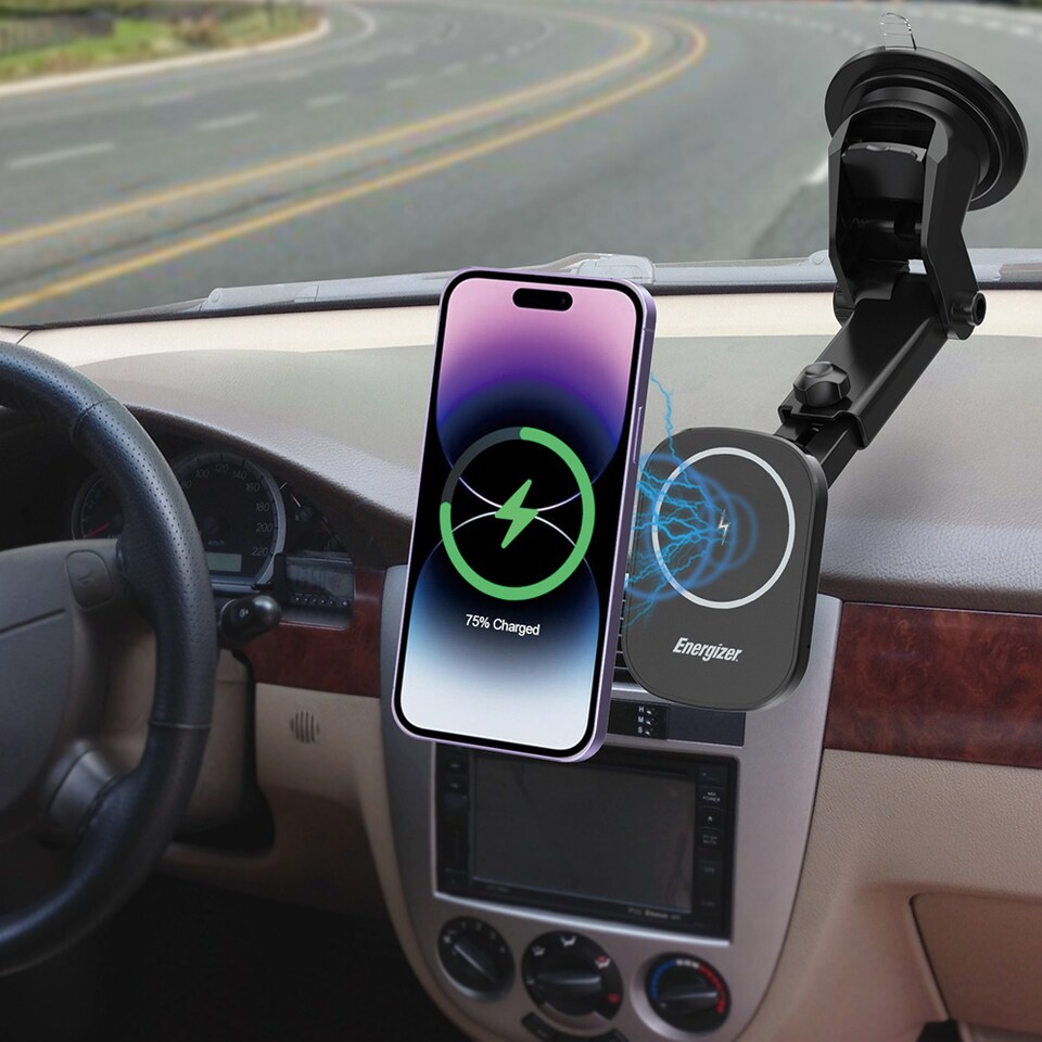 image 1 of Energizer In-Car Magnetic QI Wireless charger Black