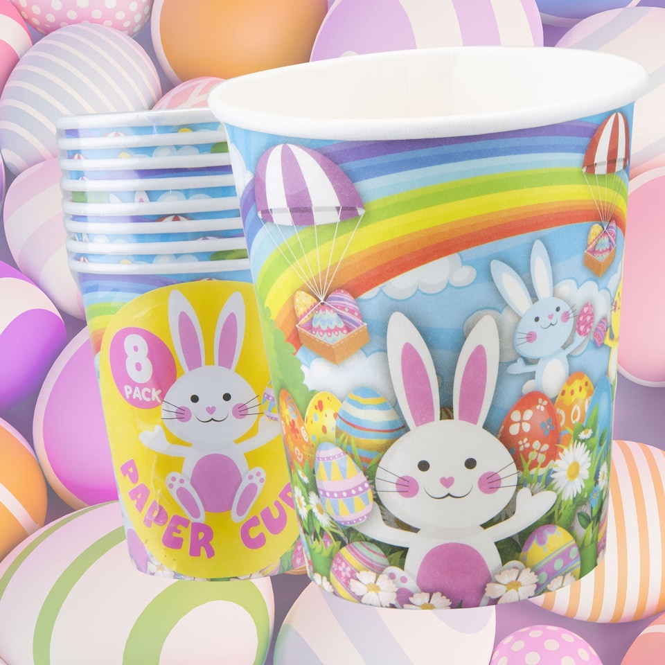 image 1 of PMS Easter Bunny Paper Cups 9oz - 8 Pack